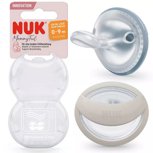 Продукт NUK Mommy Feel - Биберон залъгалка силикон 0-9 мес. 2 бр., + кутийка за съхранение и стерилизация в микровълнова - 0 - BG Hlapeta