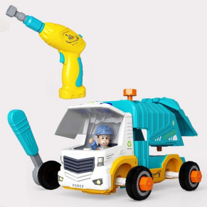 RTOYS - Детски камион за боклук за разглобяване с музика, с винтоверт и инструменти
