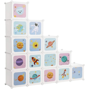 Songmics Космос - Шкаф за съхранение на играчки, 16 кубчета