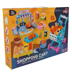 RTOYS - Детска пазарска количка с мини кухня с аксесоари, 64 части