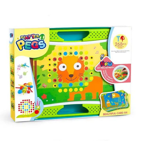 Продукт RTOYS - Детска мозайка с дъска с 4 шаблона, 268 части - 0 - BG Hlapeta