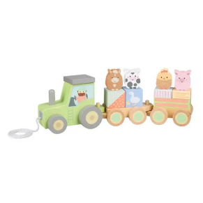 Orange tree toys Трактор с животните от фермата - Играчка за дърпане и сортиране