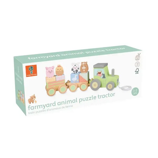 Продукт Orange tree toys Трактор с животните от фермата - Играчка за дърпане и сортиране - 0 - BG Hlapeta