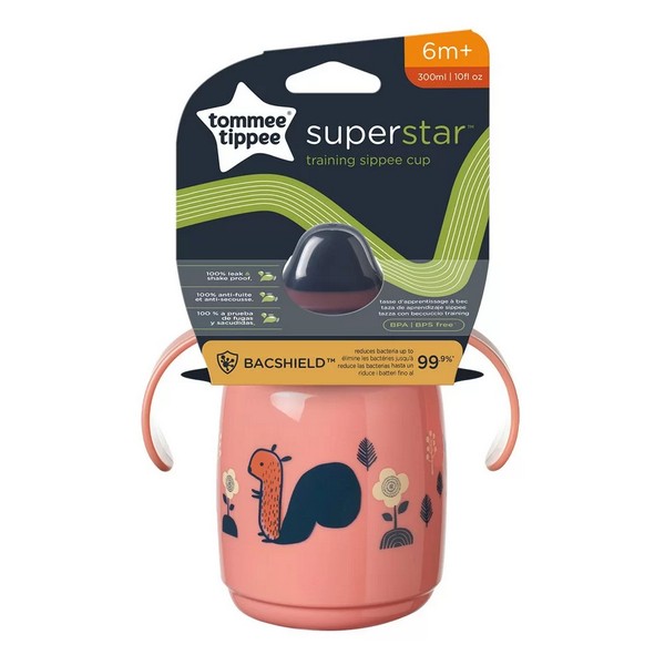 Продукт Tommee Tippie Bacshield SuperStar Trainer Sippee Cup - Неразливаща се чаша с мек накрайник и с дръжки, с антибактериално покритие, 300 мл, 6м+ - 0 - BG Hlapeta