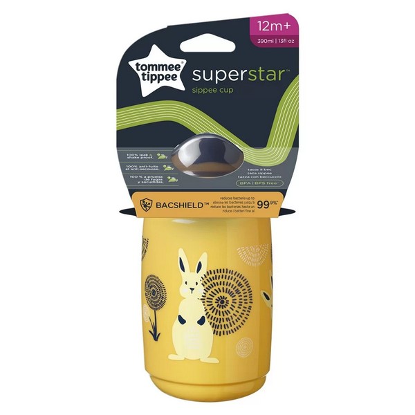 Продукт Tommee Tippee Bacshield SuperStar Sippee Cup - Неразливаща се чаша с твърд накрайник, с антибактериално покритие, 390 мл, 12м+,  - 0 - BG Hlapeta