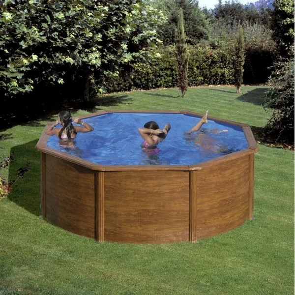 Продукт Gre - Сглобяем басейн с метална стена кръгъл, имитация на дърво 350x120см - 0 - BG Hlapeta