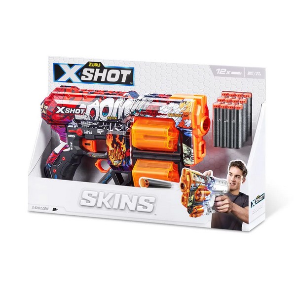 Продукт X Shot SKINS - Бластер с барабани с 12 меки стрели Dread - 0 - BG Hlapeta