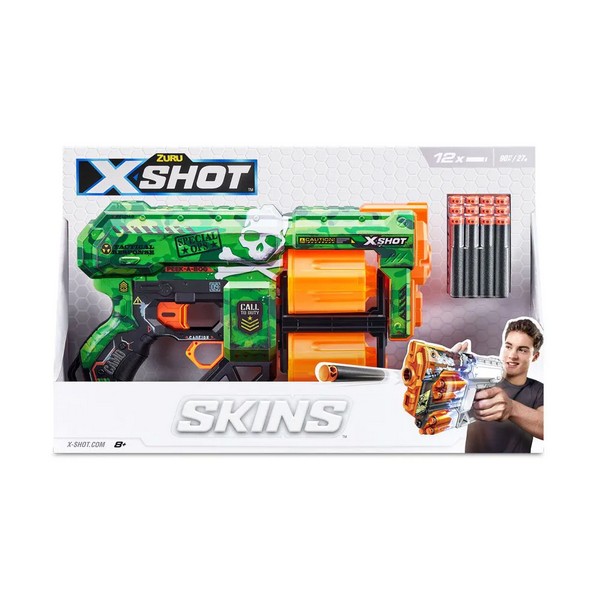 Продукт X Shot SKINS - Бластер с барабани с 12 меки стрели Dread - 0 - BG Hlapeta