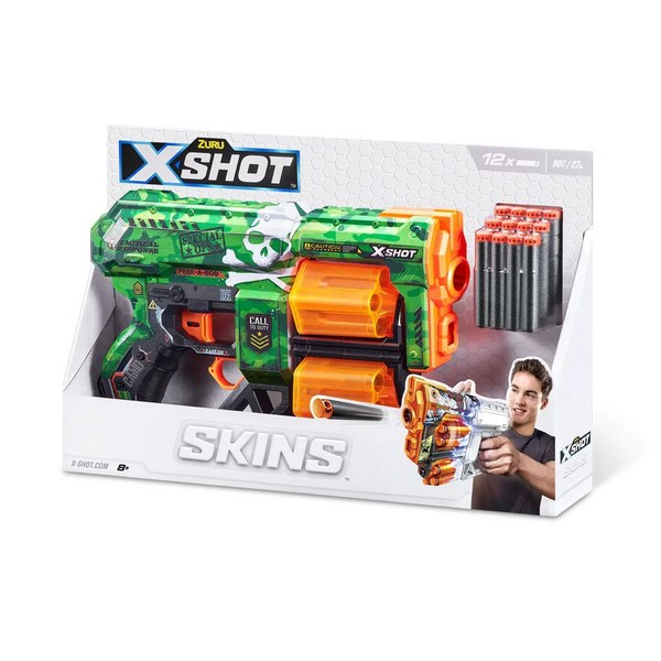 Продукт X Shot SKINS - Бластер с барабани с 12 меки стрели Dread - 0 - BG Hlapeta