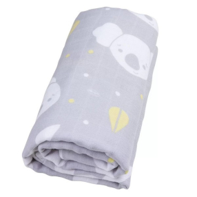 Playgro Fauna Friends - Бебешко муселиново одеяло за количка от 100 процента естествен памук, размер 70 х 70 см