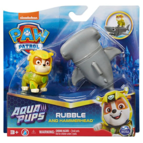 PAW PATROL Aqua Pups - Фигурка Рабъл с подводен приятел чукоглава акула