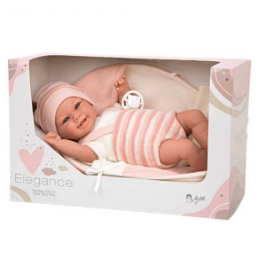 Arias Роса - Усмихната кукла-бебе в розово с аксесоари - 35 см, реално тегло