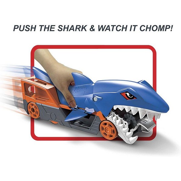 Продукт Mattel Hot Wheels Shark Chomp Transporter - Автовоз Акула, с една кола - 0 - BG Hlapeta