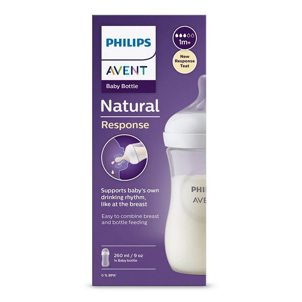 Продукт Philips AVENT Natural Response - Шише за хранене 260 мл с биберон без протичане Поток 3, 1м+ - 0 - BG Hlapeta