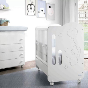 MICUNA - Комплект Детско легло-кошара Globito 60/120 см + Скрин с четири чекмеджета, вана и повивалник + Чекмедже за легло