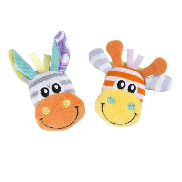 Продукт Playgro Джунгла със забавни образи на жираф и зебра - Комплект Гривни-дрънкалки и чорапки, 0м+ - 0 - BG Hlapeta