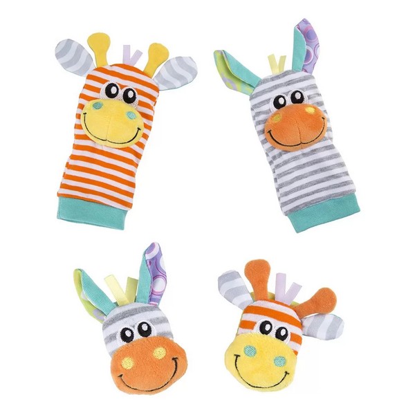 Продукт Playgro Джунгла със забавни образи на жираф и зебра - Комплект Гривни-дрънкалки и чорапки, 0м+ - 0 - BG Hlapeta