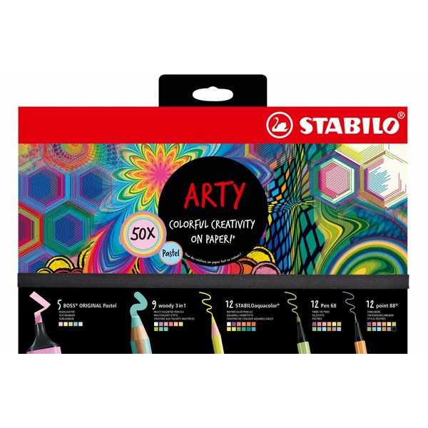 Продукт Stabilo Arty Pastel - Творчески комплект, 50 части - 0 - BG Hlapeta