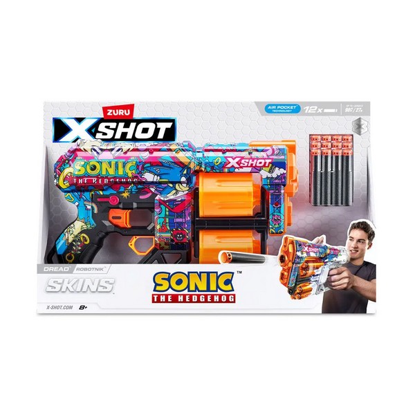 Продукт X Shot SKINS Sonic Flux - Бластер с 12 Меки Стрели - 0 - BG Hlapeta