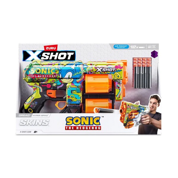 Продукт X Shot SKINS Sonic Flux - Бластер с 12 Меки Стрели - 0 - BG Hlapeta