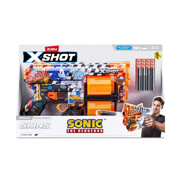 Продукт X Shot SKINS Sonic Flux - Бластер с 12 Меки Стрели - 0 - BG Hlapeta