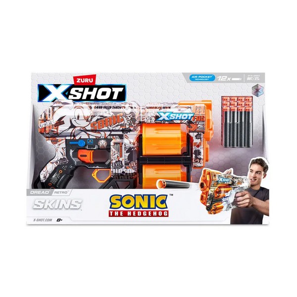 Продукт X Shot SKINS Sonic Flux - Бластер с 12 Меки Стрели - 0 - BG Hlapeta