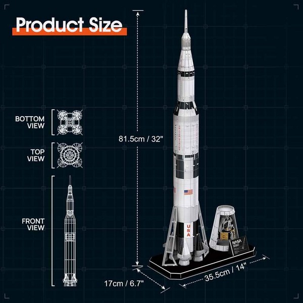 Продукт Cubic Fun 3D NASA Apollo Saturn V - Пъзел Ракета 136ч - 0 - BG Hlapeta