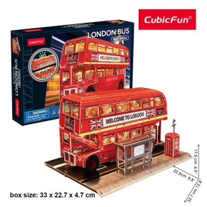 Cubic Fun 3D London Bus Night Edition - Пъзел с LED светлини 161ч