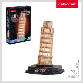 Cubic Fun 3D Leaning Tower of Pisa Night Edition Includes Color Led - Пъзел 42ч