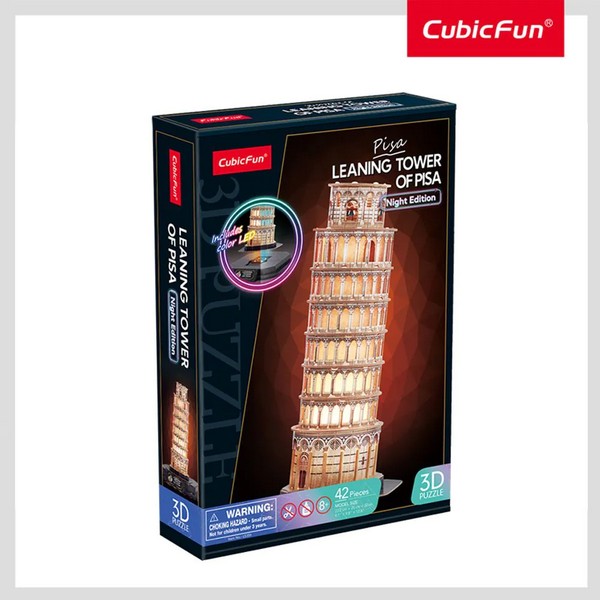 Продукт Cubic Fun 3D Leaning Tower of Pisa Night Edition Includes Color Led - Пъзел 42ч - 0 - BG Hlapeta