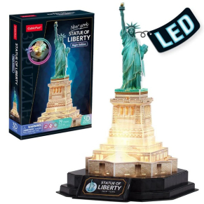 Cubic Fun 3D Statue of Liberty New York Night Edition Includes Color Led - Пъзел 79ч