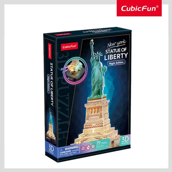 Продукт Cubic Fun 3D Statue of Liberty New York Night Edition Includes Color Led - Пъзел 79ч - 0 - BG Hlapeta