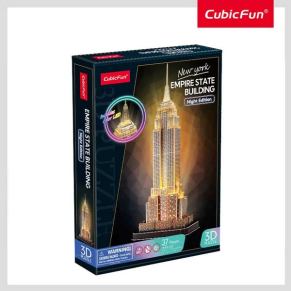CubicFun 3D Empire State Building Night Edition Includes Color Led - Пъзел 37ч