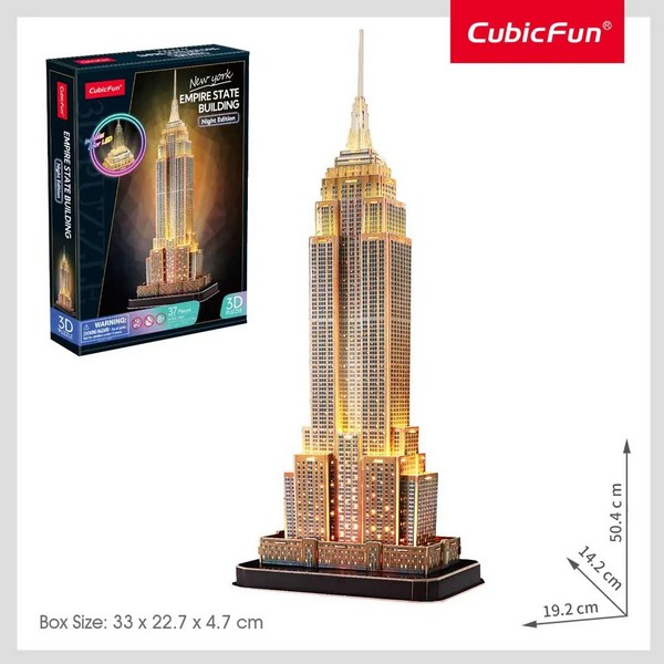 Продукт CubicFun 3D Empire State Building Night Edition Includes Color Led - Пъзел 37ч - 0 - BG Hlapeta