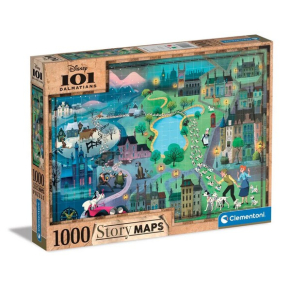 CLEMENTONI Disney Story Maps 101 Dalmatians - Пъзел 1000ч