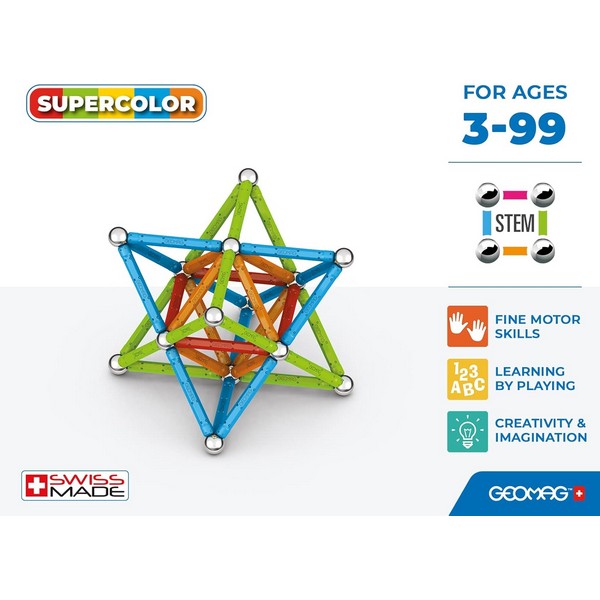 Продукт Geomag Supercolor - Магнитен конструктор, 93 части - 0 - BG Hlapeta