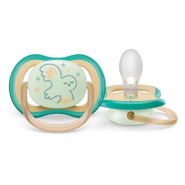 Продукт Philips Avent Ultra Air Night 0-6м - Комплект 2 бр. светещи в тъмното ортодонтични залъгалки с декорация, в кутия за стерилизиране и пренасяне - 0 - BG Hlapeta