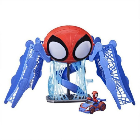 Hasbro Marvel Spidey Web-Quarters - Игрален комплект, със светлини, звуци, кола и фигурка