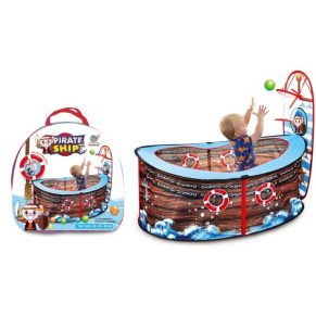 Zizito - Детска палатка за игра Пиратски кораб с баскетболен кош