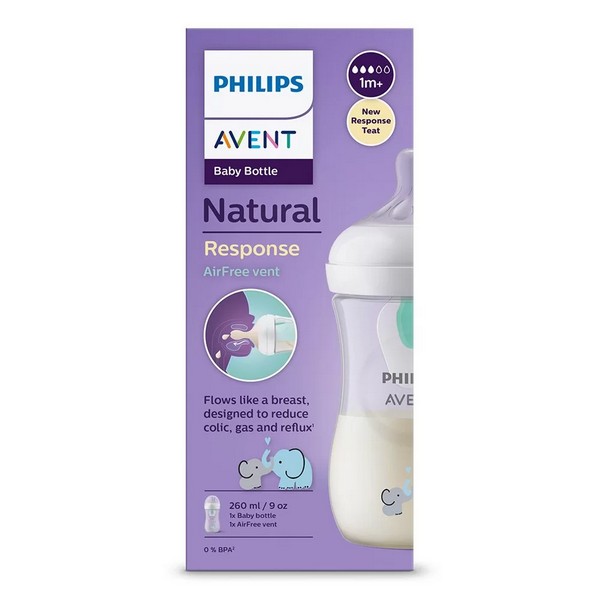 Продукт Philips avent Natural Response AirFree Поток 3, 1м+ - Шише  260 мл за хранене с клапа с биберон без протичане  - 0 - BG Hlapeta