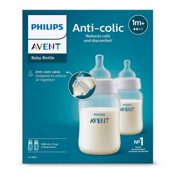 Продукт Philips Avent Classic Anti-colic 1м+ - ШИШЕ, 2х260мл РР - 0 - BG Hlapeta