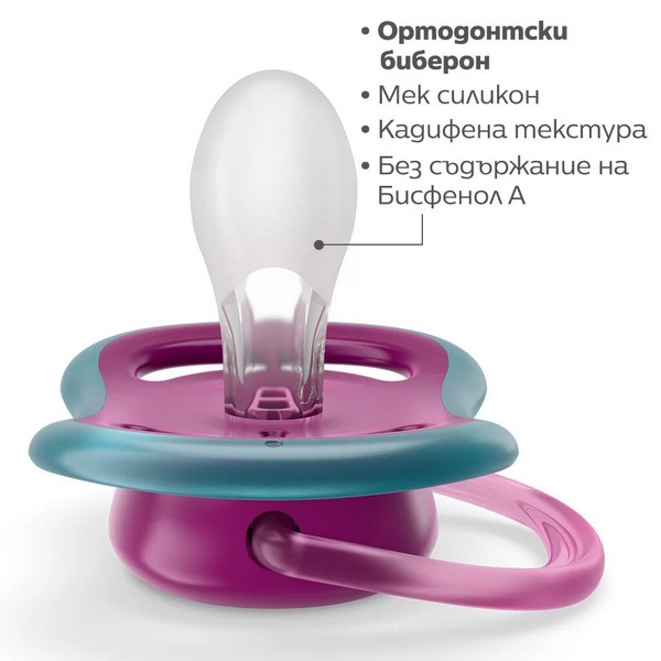 Продукт Philips AVENT Ultra Air 18м+ - Комплект от 2 бр. ортодонтични залъгалки, в кутия за стерилизиране - 0 - BG Hlapeta