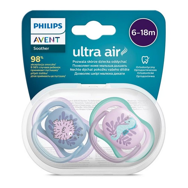 Продукт Philips avent Ultra Air 6-18м - 2 бр. ортодонтични залъгалки  с декорация в кутия за стерилизиране - 0 - BG Hlapeta