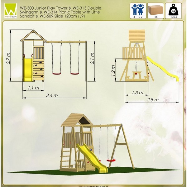 Продукт Wendi toys J9 - Детска площадка с пързалка 220см и люлки - 0 - BG Hlapeta