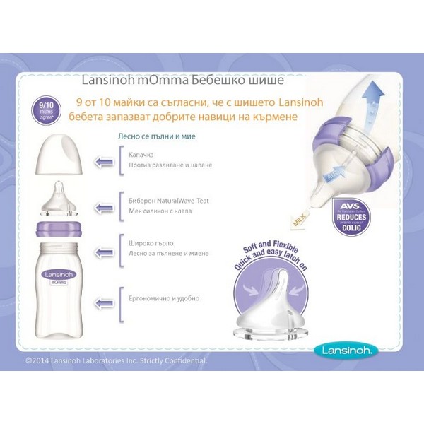 Продукт Lansinoh - Шише с биберон NaturalWave 240 мл. - 0 - BG Hlapeta