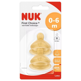 NUK FIRST CHOICE - Биберон за хранене каучук 0-6м 2бр., р-р M NUK FIRST CHOICE - Биберон за хранене каучук 0-6м 2бр., р-р M