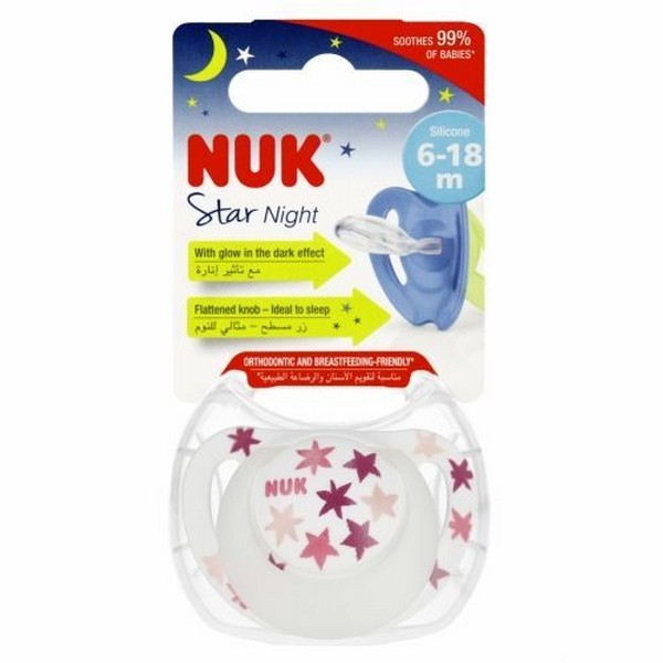 Продукт NUK STAR Night - Биберон залъгалка силикон 6-18мес. 1бр. + box - 0 - BG Hlapeta