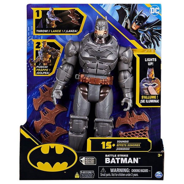 Продукт Spin Master DC Comics Batman Battle Strike - Екшън фигура със звуци и аксесоари, 30 см - 0 - BG Hlapeta