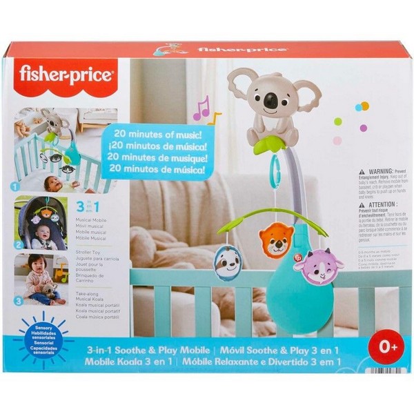 Продукт Fisher Price Soothe & Play - Музикална въртележка за кошара, легло или количка 3 в 1 - 0 - BG Hlapeta