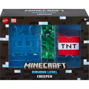 Mattel Minecraft Creeper - Фигура диамантено ниво 14 см полупрозрачна синя броня